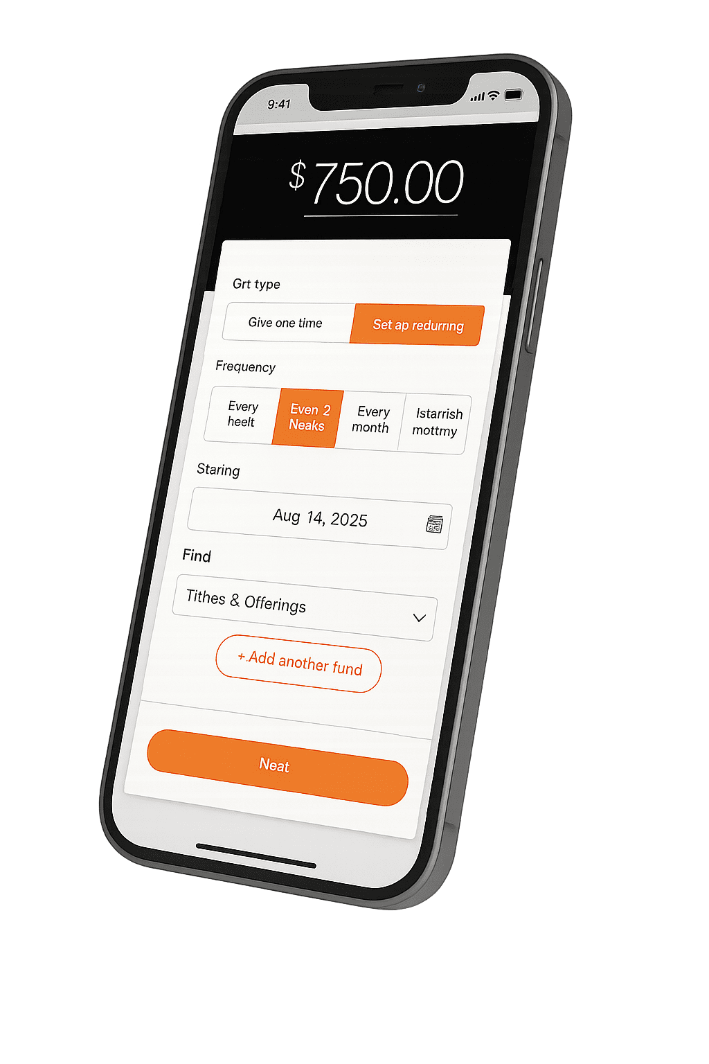 Smartphone showing $500 church donation via NFC tap technology